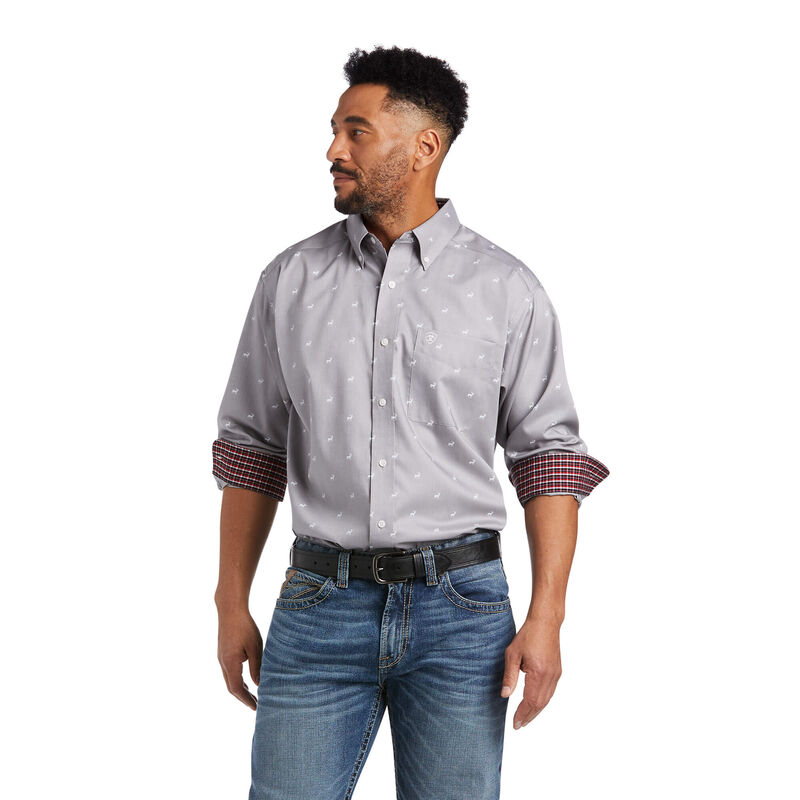 Ariat Hemden Herren - Wrinkle Free Alvin Classic Fit DunkelGrau ( LNOWD-7954 )